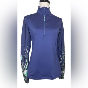 Nike Pro Hyper warm 1/4 Zip Pullover Large Blue Thumb holes Chest 36” Length 26”